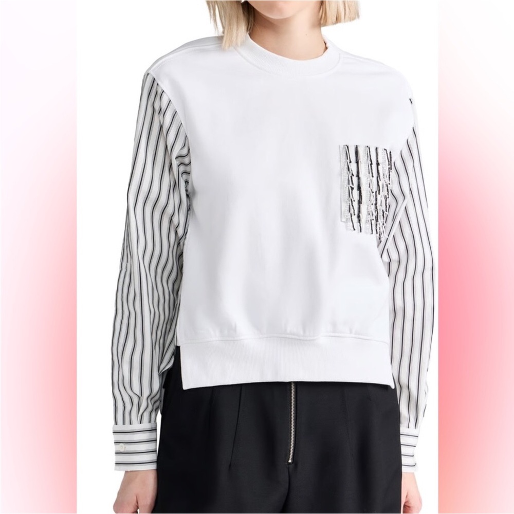 3.1 Phillip Lim NWOT Striped Fringe Pocket Combo Sweatshirt